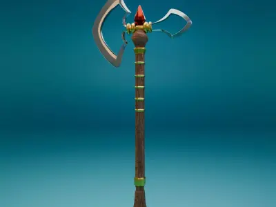 Fantasy Battle-Axe 3D Model Free 3D model