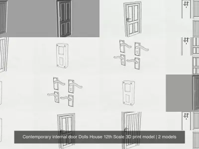 Dolls House Contemporary internal door 12th Scale 3D print model 3D Model Pack