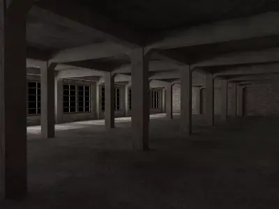 Old warehouse Low-poly 3D model 2