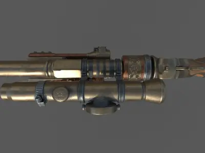 golden pistol Low-poly 3D model
