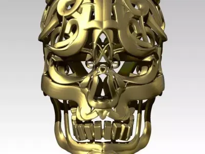 Carving Pattern Man Head Skull Wareframe  Pendant Jewel 3D print model