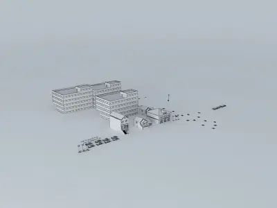 Movie Set group of buildings 3D model