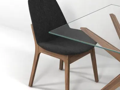 Magna Glass Dining Table by inmod  sohoconcept eiffel wood chair 3D model