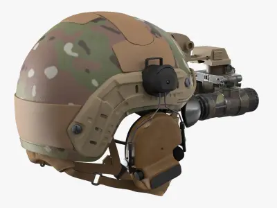  Military Ballistic Helmet with NVG Binocular Camo Used 