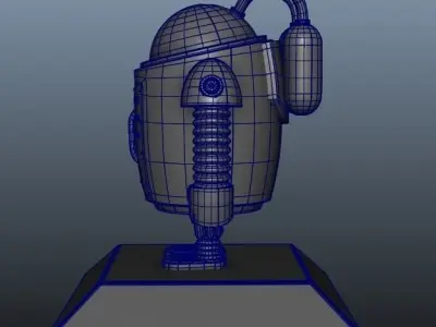 Robot low poly android with flashlight Low-poly 3D model