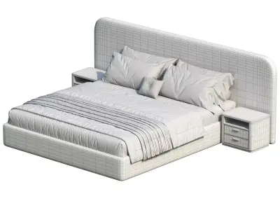 Snow Boucle Bed 3D model