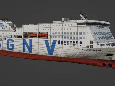 RO-PAX Ferry Low-poly 3D model