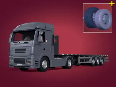 Generic Semi Trailer Flatbed Truck with Modern Design 3D model