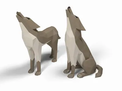 Wolf low poly howling Low-poly 3D model