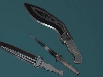 bundle of knives Low-poly 3D model