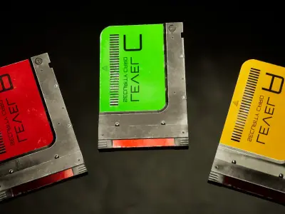 Electronic Access Cards  Secure Keycard Set Low-poly 3D model