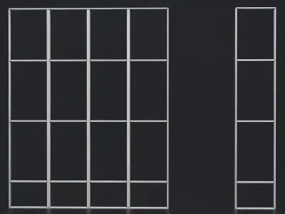 Metal Window Frame Set Low-poly 3D model