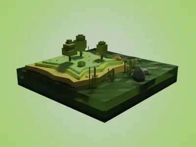 Lake ready to game Low-poly 3D model