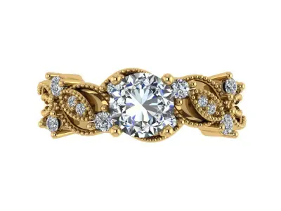 Ring258 ornate diamond engagement ring gold 3D print model