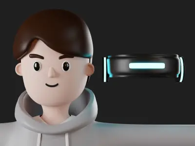 VR Character cartoon man boy futuristic with VR Glasses casual Free 3D model