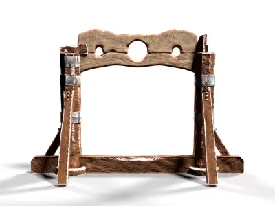 Pillory stocks Low-poly 3D model