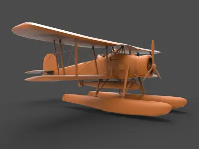 biplane orange 3D print model