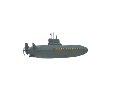 Submarine Low-poly 3D model 3