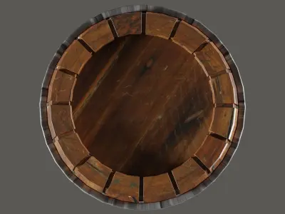 Barrel wooden Low-poly 3D model 5