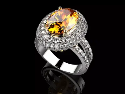 Oval Cut From Gemone Diamonds Ring 3D print model