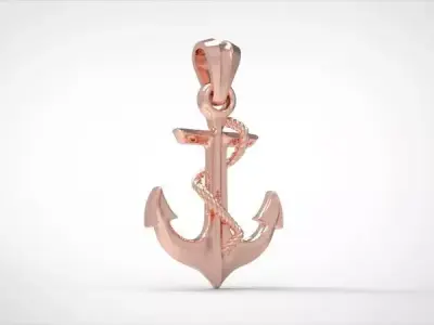 MENS ANCHOR PENDANT NECKLACE ROPE DESIGN JEWELRY 3D print model