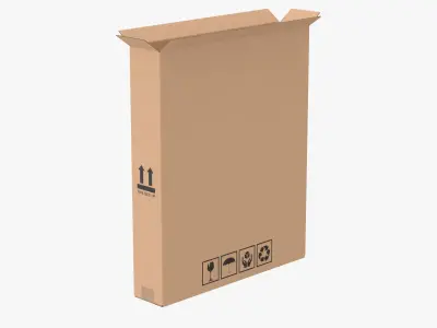 Cardboard Box 50x10x60 Half Open 3D model
