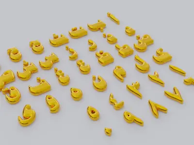 Arabic Alphabets and Numerals 02 Inflated Balloons 3D model