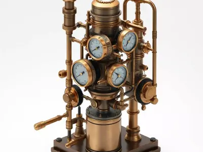 Steampunk Industrial Machine Generator Low-poly 3D model