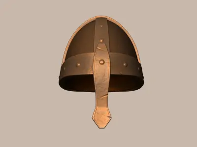 Old Rust Helmet - Medieval Character Armor Low-poly 3D model