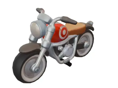 Stylized retro motorcycle 3D model