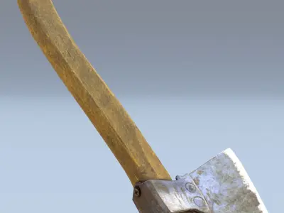 Hatchet Low Poly axe with wooden handle Low-poly 3D model