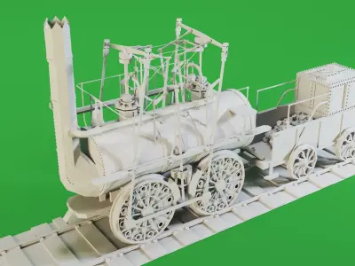 4 Locomotives- High detail 3d models Low-poly 3D model
