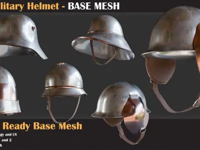 25 Military Helmet BASE MESH - VOL 10 3D model