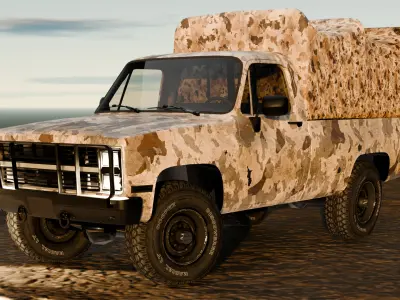Realistic Camouflage Military Trucks  Premium Edition  Low-poly 3D model