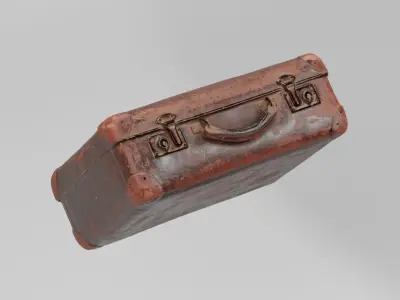Leather Suitcase Small Old photogrammetry scan PBR 4K textures Low-poly 3D model