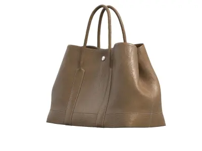 Brown Leather Big Shopper Bag 3D model