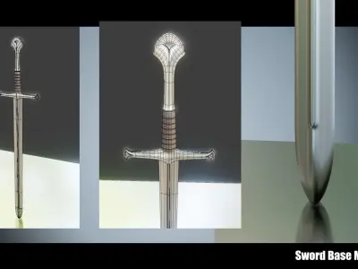 Sword Base Mesh 03 Low-poly 3D model
