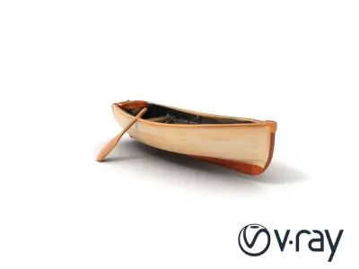 Wooden Rowboat with Oars model pack Low-poly 3D model