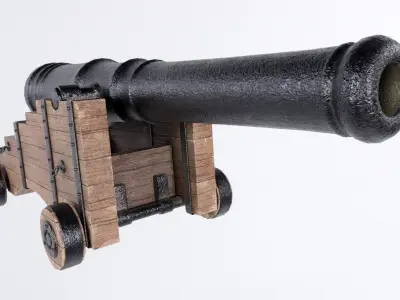 Pirate Ship Cannon Low-poly 3D model buy