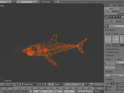shark made in blender Low-poly 3D model
