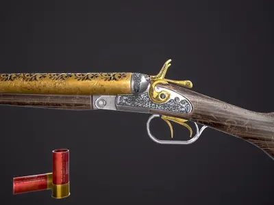 1881 Double-Barrel Shotgun  Free low-poly 3D model