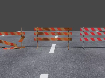 Simple Barricade 1 with 3 levels of Decay Low-poly 3D model