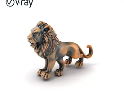 Fierce Lion Handle Sculpture model pack Low-poly 3D model