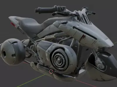 Sci-Fi Hover Bike - Damaged Cyberpunk Vehicle - Game Ready PBR Low-poly 3D model