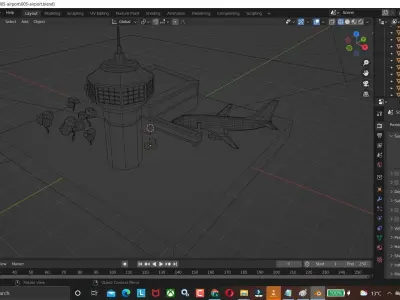 Airport - Scene model Low-poly 3D model 3D model