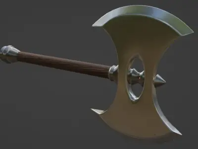 Battle axe Low-poly 3D model 23