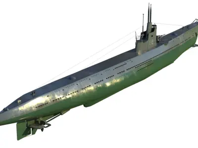 Soviet submarine S-13 Stalinets class submarine Low-poly 3D model
