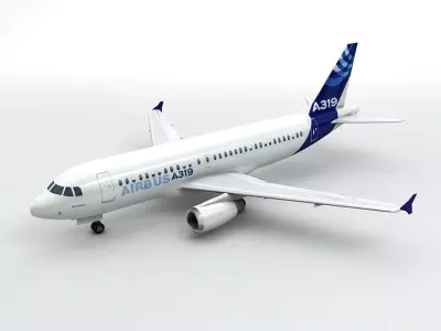 Airbus A319 Airliner Low-poly 3D model