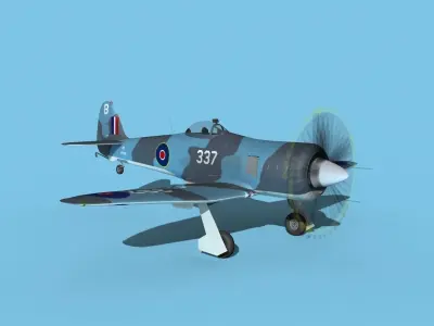 Hawker Sea Fury MKII V04 RN  3D model