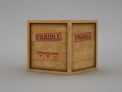 Wooden Crate Low-poly 3D model 7